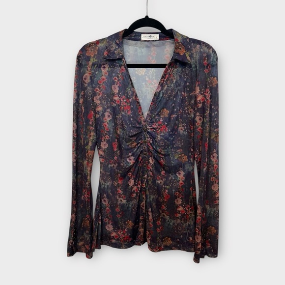 Natural Life Carina Mesh Floral Boho Top - Picture 2 of 10